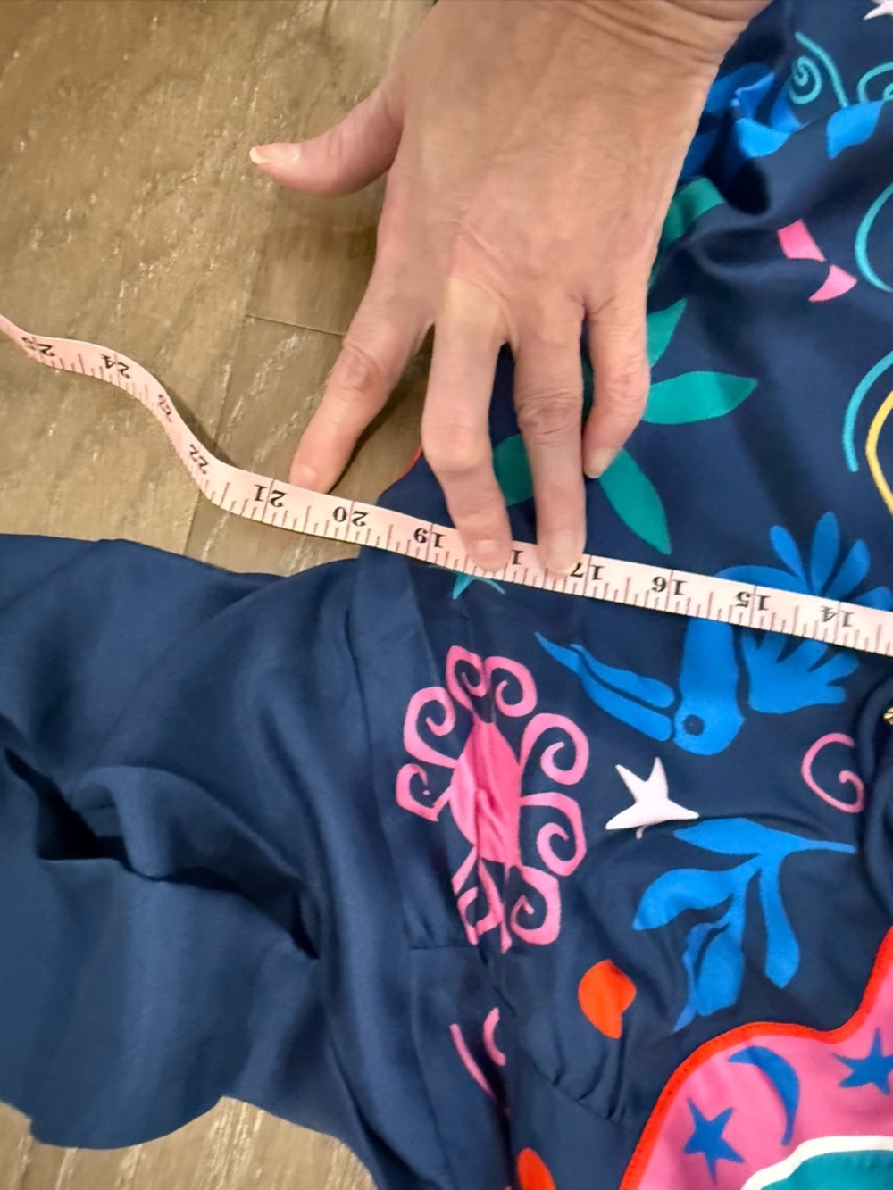 Johnny Was Navy Multicolor Silk-Blend Selena Dress - Picture 10 of 12